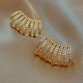 Arihant Gold Plated Korean 8 Lines AD Studded Stud Earrings