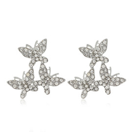 Arihant Silver Plated Beautiful Triple Butterflies Korean Stud Earrings