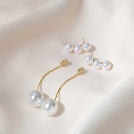 Arihant Gold Plated Korean Pearl Studded Chain Drop Earrings