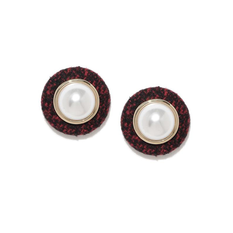 Gold Plated Red Round Earrings 9500