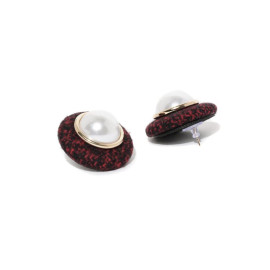 Gold Plated Red Round Earrings 9500