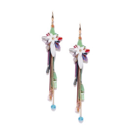 Gold Plated Designer Multicolor Chain Tassel Earrings 9530