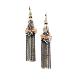 Gold Plated Designer Multicolor Chain Tassel Earrings 9537