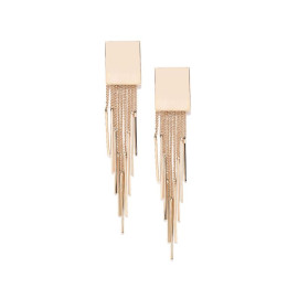 Gold Plated Shiny Chain Tassel Earrings 9552