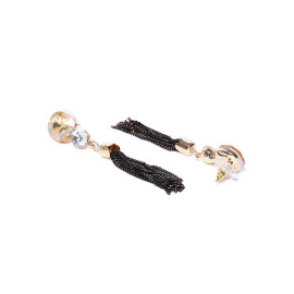 Copper Plated Beige American Diamond Tassel Earrings 9601