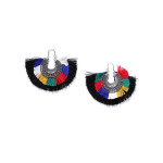 Silver Plated Contemporary Multicolor Tassel Earrings 9613