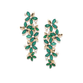 Gold Plated American Green Dangler Earrings 9639