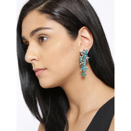 Gold Plated American Green Dangler Earrings 9639