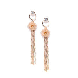 Rose Gold Plated Contemporary AD Rose Inspired Drop Earrings 9659