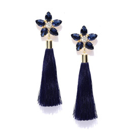 Gold Plated Blue Star Tassel Earrings 9682