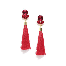 Gold Plated Designer Red Club Tassel Earrings 9686