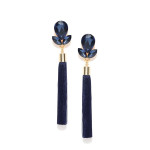 Gold Plated Designer Blue Club Tassel Earrings 9688