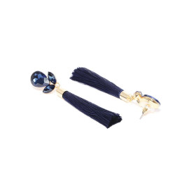 Gold Plated Designer Blue Club Tassel Earrings 9688