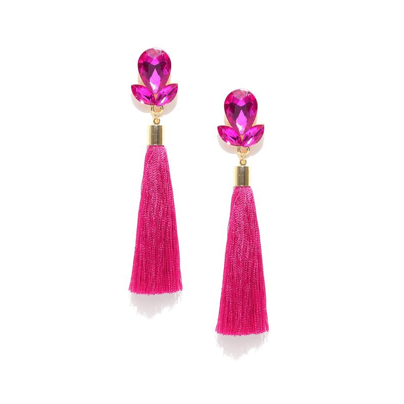 Gold Plated Designer Pink Club Tassel Earrings 9692