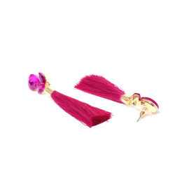 Gold Plated Designer Pink Club Tassel Earrings 9692