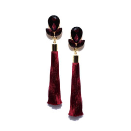 Gold Plated Designer Magenta Club Tassel Earrings 9693