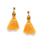 Gold Plated Handcrafted Dual Stone Yellow Tassel Earrings 9700