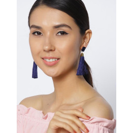 Gold Plated Designer Blue Geometrical Tassel Earrings 9705