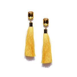 Gold Plated Designer Yellow Geometrical Tassel Earrings 9706