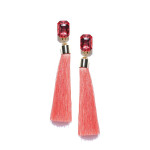 Gold Plated Designer Saffron Geometrical Tassel Earrings 9708