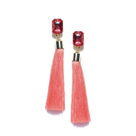 Gold Plated Designer Saffron Geometrical Tassel Earrings 9708