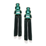 Gold Plated Yellow Green Tassel Earrings 9719