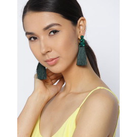 Gold Plated Yellow Green Tassel Earrings 9719