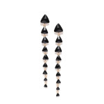 Gold Plated Geometrical Black Long Drop Earrings 9729