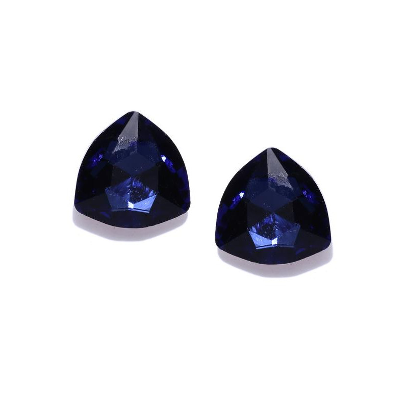 Navy Blue Gold-Plated Contemporary Stone Studs 9817