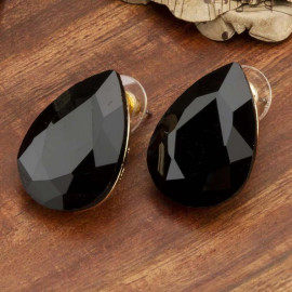 Black Gold-Plated Teardrop-Shaped Studs 9825