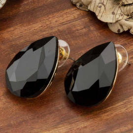 Black Gold-Plated Teardrop-Shaped Studs 9825