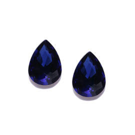 Navy Blue Gold-Plated Stone-Studded Teardrop Shaped Oversized Studs 9826