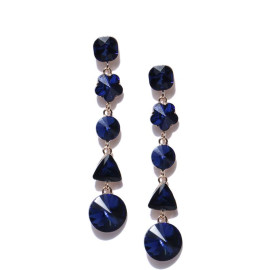 Navy Gold-Plated Geometric Drop Earrings 9833