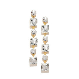 Gold-Plated Stone-Studded Geometric Drop Earrings 9838