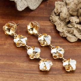 Gold-Plated Stone-Studded Floral Drop Earrings 9842