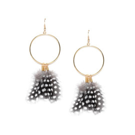 Black & White Gold-Plated Circular Drop Earrings 9855