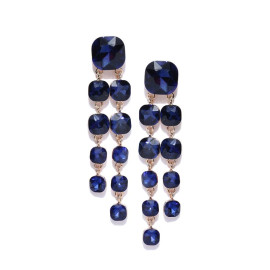 Navy Blue Gold-Plated Geometric Drop Earrings 9869