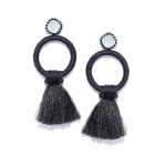 Arihant Black Handcrafted Tasselled Contemporary Drop Earrings 9879