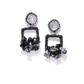 Arihant Black & Grey Handcrafted Contemporary Drop Earrings 9880