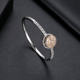 Arihant Designer Jewellery Silver-Toned Rhodium-Plated American Diamond Handcrafted Cuff Bracelet 63014