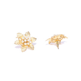 Arihant Designer Jewellery White Gold-Plated Handcrafted Floral Oversized Studs 64024
