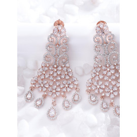 Arihant Designer Jewellery Rose Gold-Plated Stone-Studded Handcrafted Floral Drop Earrings 64045