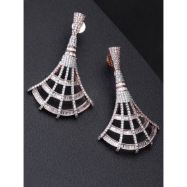 Arihant Designer Jewellery Rose Gold-Plated Stone-Studded Handcrafted Drop Earrings 64047