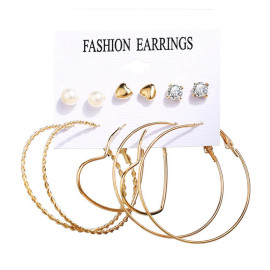 Arihant Gold Plated Multi Studs and Hoop Earrings Set of 12