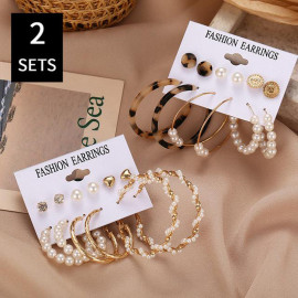 Arihant Gold Plated Multi Studs and Hoop Earrings Set of 12