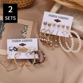 Arihant Gold Plated Multi Studs and Hoop Earrings Set of 12