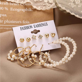 Arihant Gold Plated Multi Studs and Hoop Earrings Set of 12