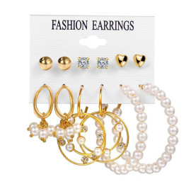 Arihant Gold Plated Multi Studs and Hoop Earrings Set of 12