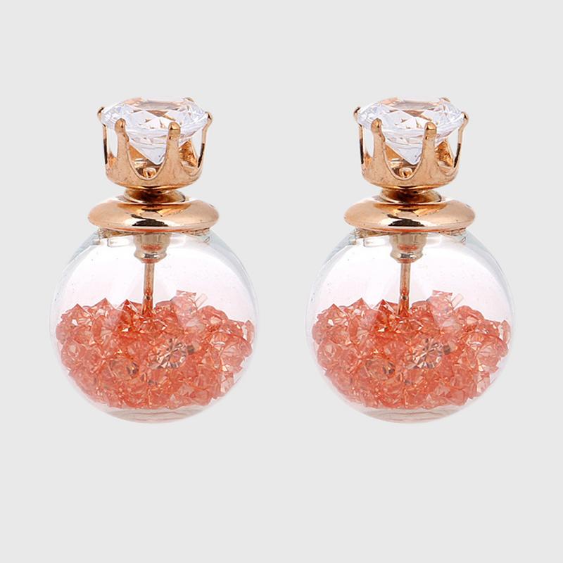 Arihant GP Orange Glass Stud Earrings 236