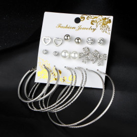 Arihant Amazing Pearl & AAA AD Heart Note Fabulous 9 Pair of Stud & Hoop Earrings For Women/Girls PC-ERG-147